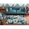 Alfombra Con Motivos Florales - Atticgo - Monic - Azul, 80x150 Cm