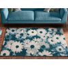 Alfombra Con Motivos Florales - Atticgo - Monic - Azul, 80x150 Cm