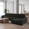 Funda Súper Elástica Para Sofá Chaise Longue Derecha Brazo Largo Niagara De 210-320 Cm Color Negro