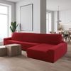 Funda Súper Elástica Para Sofá Chaise Longue Derecha Brazo Largo Niagara De 210-320 Cm Color Rojo