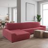 Funda Súper Elástica Para Sofá Chaise Longue Izquierda Brazo Largo Niagara De 210-320 Cm Color Fuxia Oscuro