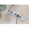 Regleta Design Gris Con Interruptor, 5 Tomas + 2 Usbs, Cable 1.4 M, Enchufe Plano, Protección Infantil