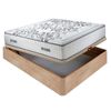 Colchón Muelles Ensacados Queen 28 Cm Acogida Gradual + Canapé Abatible Madera 3d Transpirable Altura 34 Cm - Roble - 90x200 Cm