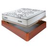 Colchón Muelles Ensacados Queen 28 Cm Acogida Gradual + Canapé Abatible Madera 3d Transpirable Altura 34 Cm - Cerezo - 150x200 Cm