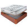 Colchón Muelles Ensacados Queen 28 Cm Acogida Gradual + Canapé Abatible Madera 3d Transpirable Altura 34 Cm - Cerezo - 160x200 Cm