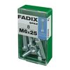 Caja S 8 Unid. Tornillo Metrica Cab Hex+tuerca Cinc M 6x25mm Fadix