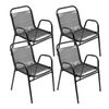 Conjunto De 4 Sillas Apilables De Jardín - 59x76x53 Cm - Asiento En Metal Y Polietileno Para Exteriores - Negro