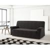 Funda De Sofa Elástica Adaptable Letras, 3 Plazas - 180 - 200 Cm.  Negro Estoralis