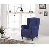 Funda De Sillon Orejero Elástica Adaptable Berta, 1 Plaza - 70 - 110 Cm.  Azul Estoralis