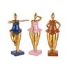 Juego De 3 Figuras 26cm Bailarinas Gordas Rosa, Azul Y Marron Piernas Doradas Farfalle