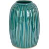 Jarron 22cm Verde Lineas Ceramica Cerdeña