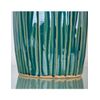 Jarron 36cm Verde Lineas Ceramica Cerdeña