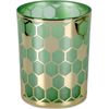 Juego De 3 Candelero Vaso 10*12.5 Cristal Hexagonos Verde/dorado Max