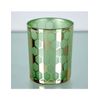 Juego De 3 Candelero Vaso 10*12.5 Cristal Hexagonos Verde/dorado Max