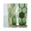 Juego De 3 Candelero Vaso 10*12.5 Cristal Hexagonos Verde/dorado Max