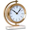 Reloj De Sobremesa Dorado De 19cm Con Base Marmol Delhi