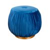 Puff 45*38 Pliegues Terciopelo Azul Base Metal Dorado