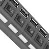 Ociodual Ladrón Hub Usb 2.0 De Datos Con 7 Puertos Interruptores Leds Individuales Negro