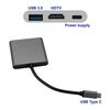 Ociodual Adaptador De Usb 3.1 Tipo C Macho A Usb A Y Salida Hdtv Audio Video Datos Gris Negro