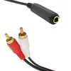 Ociodual Cable Adaptador De Audio De Jack 3.5mm Hembra A 2 Rca Macho Para Tv Amplificador