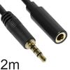 Ociodual Cable De Audio Estéreo Y Micrófono 2m Negro, Alargador Jack 3.5mm M/h Omtp Trrs 4 Polos