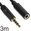 Ociodual Cable De Audio Estéreo Y Micrófono 3m Negro, Alargador Jack 3.5mm M/h Omtp Trrs 4 Polos