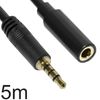 Ociodual Cable De Audio Estéreo Y Micrófono 5m Negro, Alargador Jack 3.5mm M/h Omtp Trrs 4 Polos