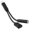 Cable Usb A Tipo C A Mini Jack 3.5mm Y Tipo C Negro Adaptador De Audio Ociodual