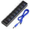 Ociodual Ladrón Hub Usb 3.0/2.0 De 7 Puertos Negro Alta Velocidad, Interruptores Independientes