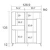 Aparador Alto Salón Comedor Atenea Mueble Auxiliar Estilo Moderno Shamal Pizarra 129x145x40 Cm