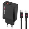 Niucom Cargador De Carga Rápida Para Móvil 36w Dual Usb Usb-c Pd Qualcomm 3.0 + Cable Usb Tipo C Color Negro