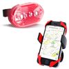 Pack Bicicleta Luz Iluminación Led Trasera + Soporte Para Móvil Manillar Bici Ajustable Para Smartphone, Seguridad Y Señalización