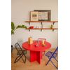 Mesa De Comedor Redonda Lacada Mdf 3cm Rojo Llama 120cm