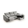 Sofá Chaiselongue Zafiro 3 Plazas Tela Antimanchas Derecha Color Gris