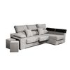 Sofá Chaiselongue Rubí De Tela Antimanchas Izquierda Color Gris 3 Plazas 265x145x102 Cm