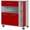 Eco Trolley 2 Puertas 1 Cajón - Blanco Y Rojo - L 80 X P 39 X H 87 Cm