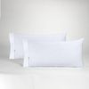 Pack De 2 Fundas De Almohada De Satén 100% Algodón De 300 Hilos Blanco Efecto Listado De 45x90 Cm