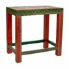 Mesa De Madera Pintado Artesanal Verde/roja 45x29,5x45