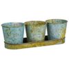 3 Cubos De Metal Y Bandeja Tray Verdes