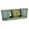 3 Cubos De Metal Y Bandeja Tray Verdes