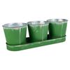 3 Cubos De Metal Y Bandeja Verdes