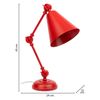 Lámpara Flexo De Mesa De Metal Roja 24x15x45