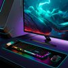 Alfombrilla Gaming Con Cargador Qi Inalámbrico Incorporado, Luces Led Rgb