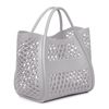 Bolso Shopper Libelulla Villamar Cesta. De Pvc Perforado Diseño Exclusivo 28x20x28 Cm. Color: Gris Claro