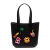 Bolso Shopper De Playa Libelulla Villapoma,  De Goma Eva Con Asas Largas Y Charm Decorativos 34x10x28 Cm. Color: Negro