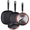 Set 3 Sartenes Con 1 Grill Aluminio Forjado San Ignacio Moma Cobre