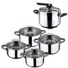 Pack Olla A Presión 5l De Acero Inoxidable San Ignacio Premium Ø22 Con Batería De Cocina De 8 Piezas San Ignacio Premium - Dina -ø16 - Ø18 - Ø20 Y Ø24 Cm. Cromado