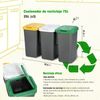 Papelera Reciclaje Con 3 Compartimentos De Plástico 75l Multicolor