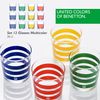 Set 12 Vasos De Vidrio Decorados, Casa Benetton 33 Cl.