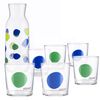 Set 1 Jarra 108 Cl. Con 6 Vasos De Vidrio Decorados A Juego Casa Benetton 33 Cl.